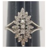 Sz.9.5 14k. White Gold & Diamonds Ring 3.72 Grams