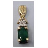 14k. Yellow Gold with Emerald & Diamond Accents
