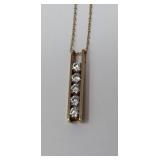 18in. 14k. Yellow Gold Necklace & Pendant with CZ