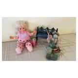 Baby Talk Doll, Frog on Bench w Books