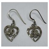Sterling Silver Heart Pierced Earrings 2.34 Grams