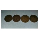 1900, 1902, 1903, 1907 Indian Pennies
