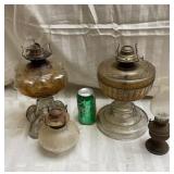 Large Vintage Clear Glass Oil Lamps ( hairline