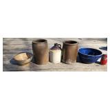 Stoneware some cracks and chips.