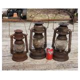 3 old barn lanterns.