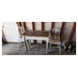 Old wood table & two chairs rough shape.