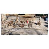 Old gas irons black Smith tools and more.