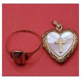 14K GF Pendant & 14k Class Ring 4.84g