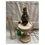 Tall American Milk Glass Aladdin Soft Pink Lamp