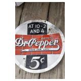 Dr. Pepper aluminum sign old.