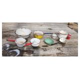 Old porcelain some has old patches on it.