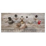 Old kerosene lamps & lamp holder.