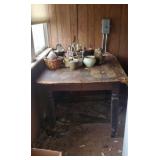 Table And Contents Of Table Brass Kettle