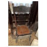 Vintage Wooden Chair Leather Bottom