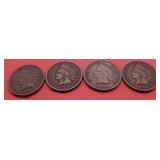 1895, 1887, 1898, 1899 Indian Pennies