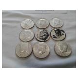 (9)KENNEDY SILVER HALF DOLLARS