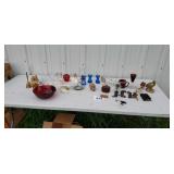 Red Ruby  glass  Lincoln salt and pepper  old