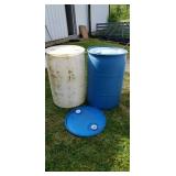 2  plastic 55 gal barrels.