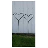 Two heart shaped shepherd hooks