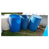 3  plastic barrels