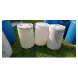 3  35gal plastic barrels