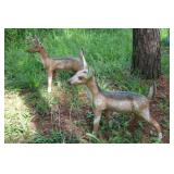 TWO CONCRETE DEER YARD ORNAMENTS