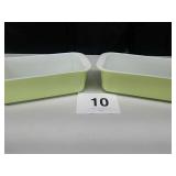 2 GREEN PYREX LOAF PANS