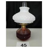 MILK GLASS SHADE KEROSENE  LAMP