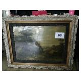 EARLY GESSO FRAMED PICTURE - 30" H x 38" W
