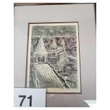 VTG SKETCH OF CITY SIGNED AND NUMBERED FROM