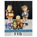 FIGURINES, NESTING DOLL, SALT N PEPPER SHAKER