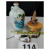 SALZBURG PIPE, MUSIC BOX, AND DECANTER WITH MUG