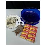 PRESBYTERIAN CHURCH PLATE, LARGE BLUE BOWL &