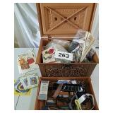 VTG SEWING BOX AND ACCESSORIES