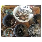 FLAT OF MISC NAILS, SCREWS, ETC.