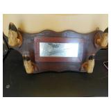 DEER HOOF HAT RACK WITH MIRROR - 28" W
