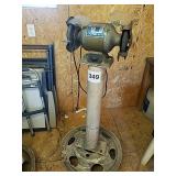 HEAVY DUTY BENCH GRINDER ON HOMEMADE STAND