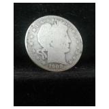 1908 BARBER SILVER HALF DOLLAR