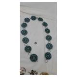 Navajo Sterling Silver & Turquoise Cluster Concho