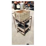 Roll around shop cart with wood military Box