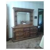 2PC.SOLID WOOD OAK DRESSER 76"X68"X18"