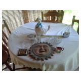 LEAD CRYSTAL ASHTRAY:GOOSE COOKIE JAR:SUN WALL