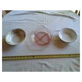 PINK DEPRESSION DIVIDED DISH