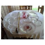 FLUTED CRANBERRY VASE:HOLIDAY PLATES