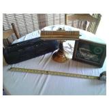 BRASS LAMP:CAR CLOCK:CASSETTE RADIO PLAYER