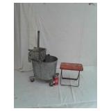 NO.114 WHITE GALVANIZED MOP BUCKET:METAL STOOL