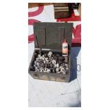 Military signal cord wood Box full of porcelain