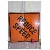 OLD FOLDING REDUCE SPEED SIGN