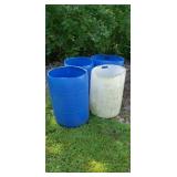 4 plastic barrels