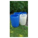 4 plastic barrels